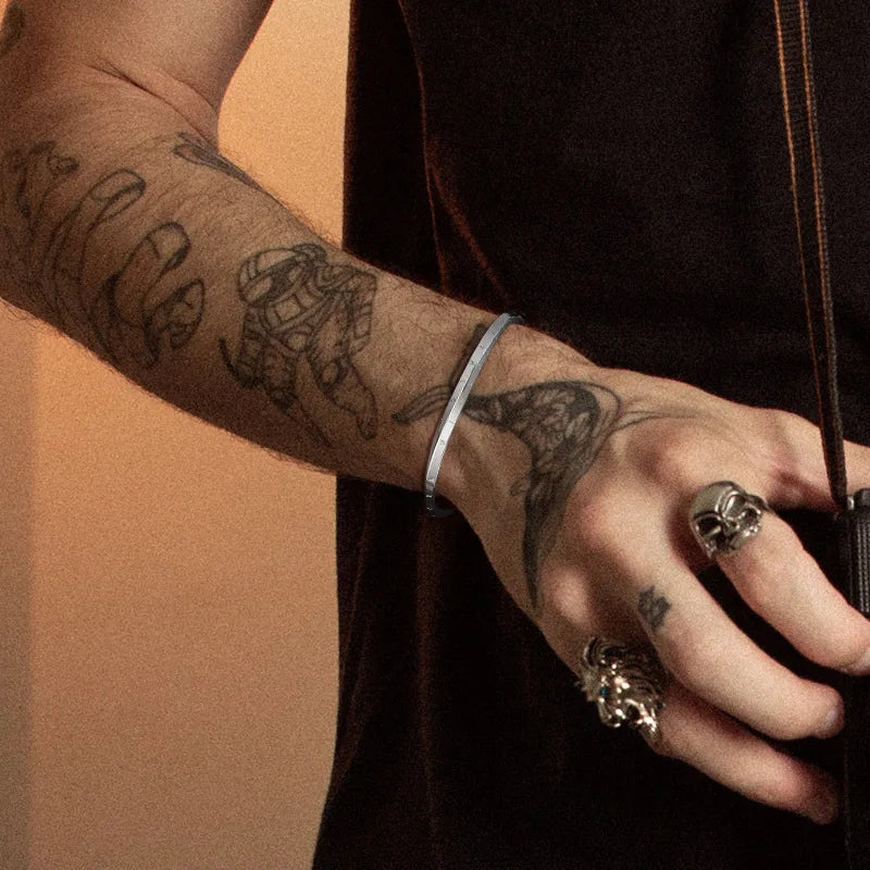 Vnox Nordic Vikings Bangles for Men, Vintage Norse Mythology 24 Runes Vintage Talisman Amulet Cuff Bracelet,Retro Punk Rock Gift