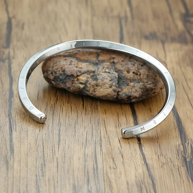 Vnox Nordic Vikings Bangles for Men, Vintage Norse Mythology 24 Runes Vintage Talisman Amulet Cuff Bracelet,Retro Punk Rock Gift