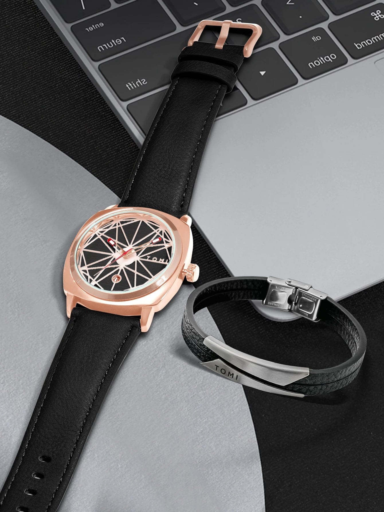 Statement Watch Set – Geometric Dial