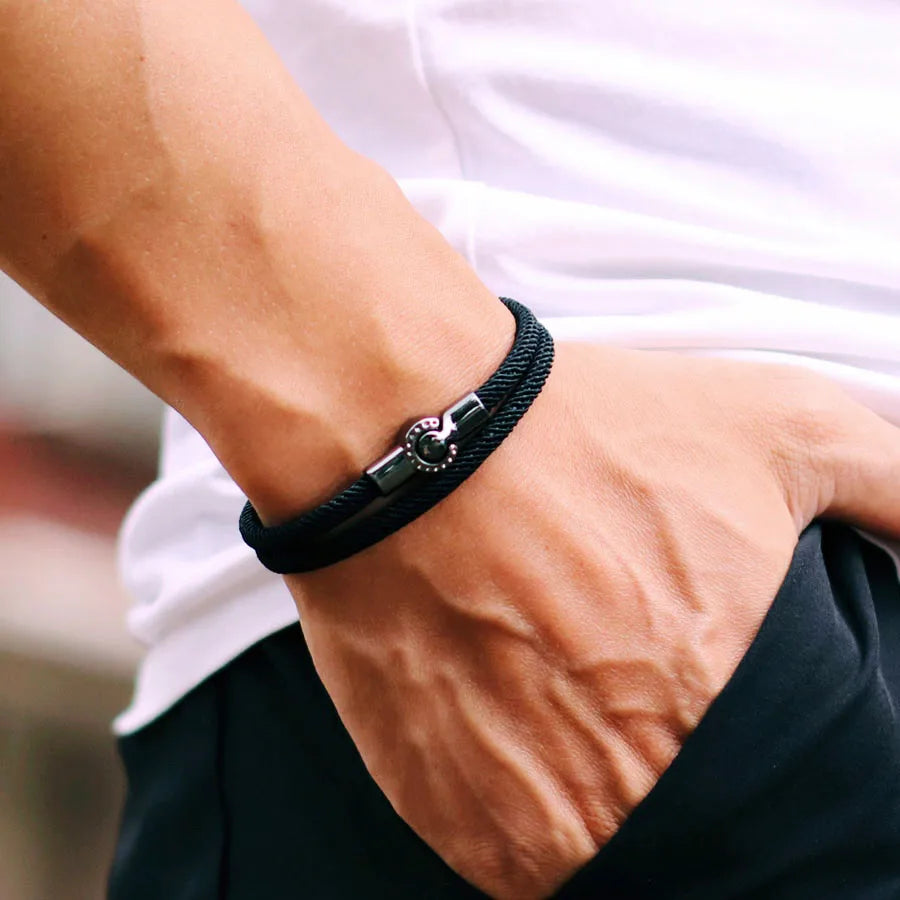 Statement Bracelet – Braided Steel Clasp